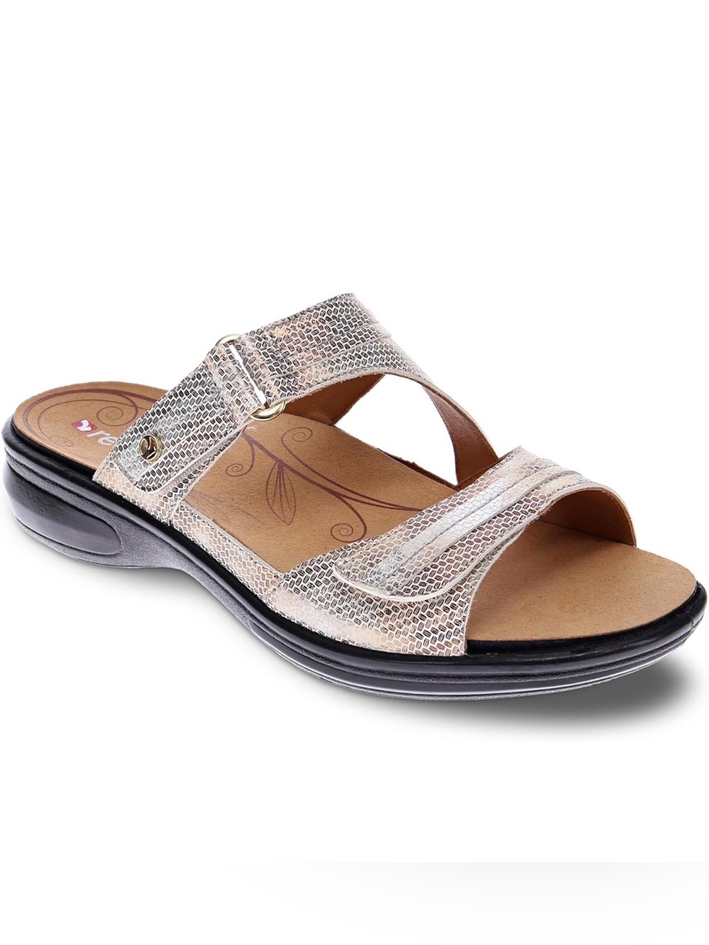 Reverse Silver Metallic Two-Strap Slide Sandal size 8M NIB